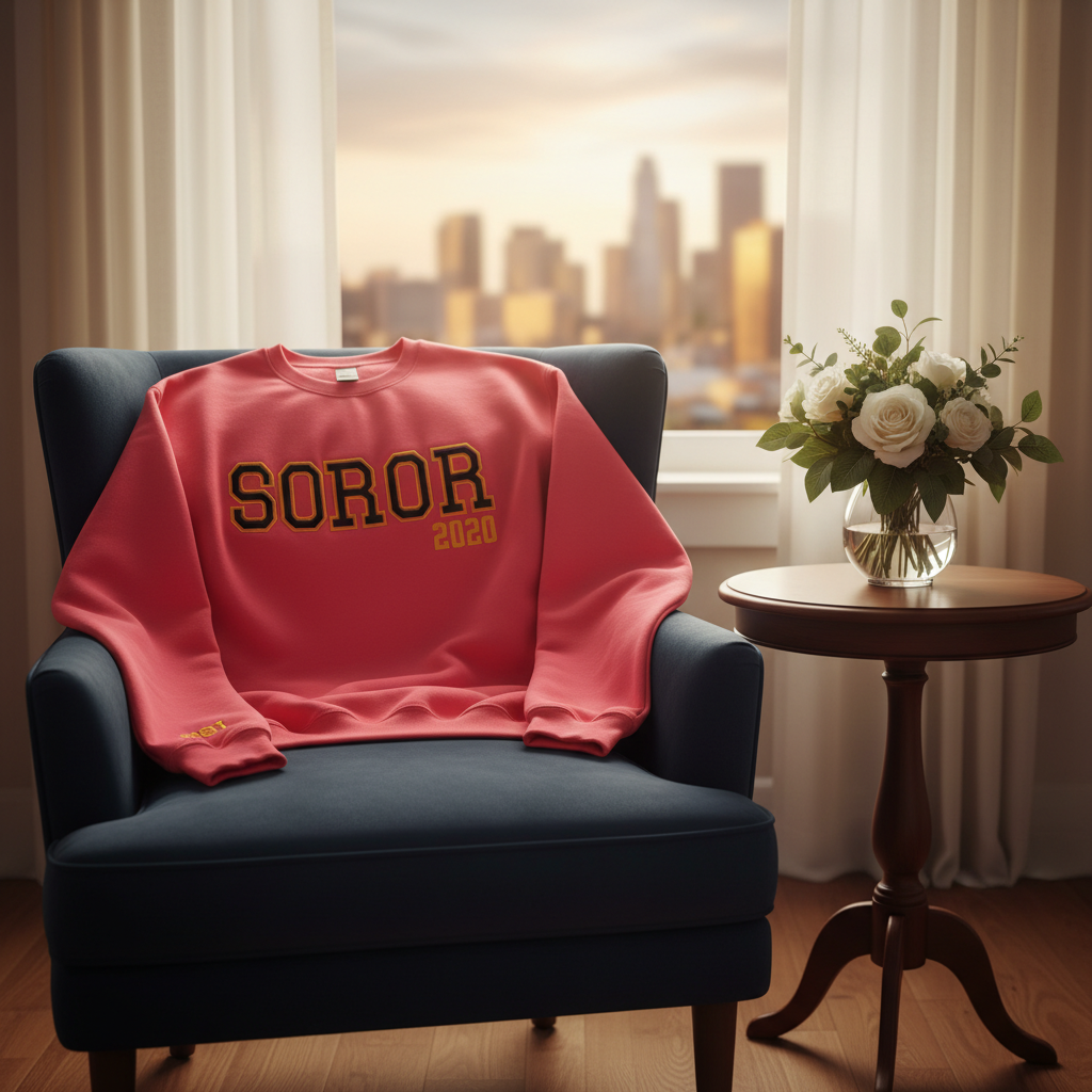 Puff Embroidered Soror Sweatshirt.