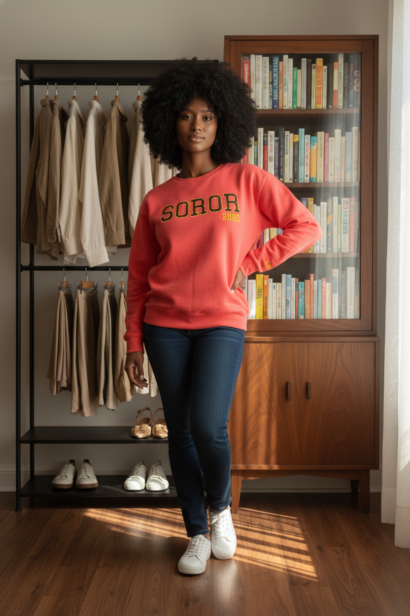 Puff Embroidered Soror Sweatshirt.