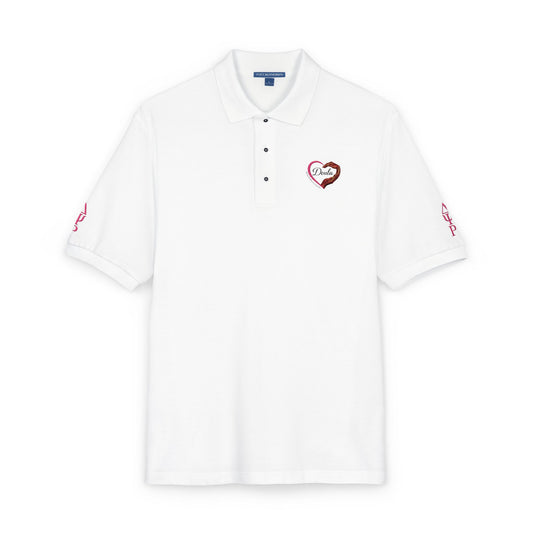 Embroidered Heart Polo Shirt — Romantic Floral Heart Chest Accent
